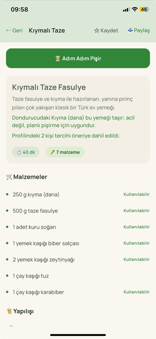 Refoodio tarif detayı: malzemeler, süre ve adım adım pişirme girişi